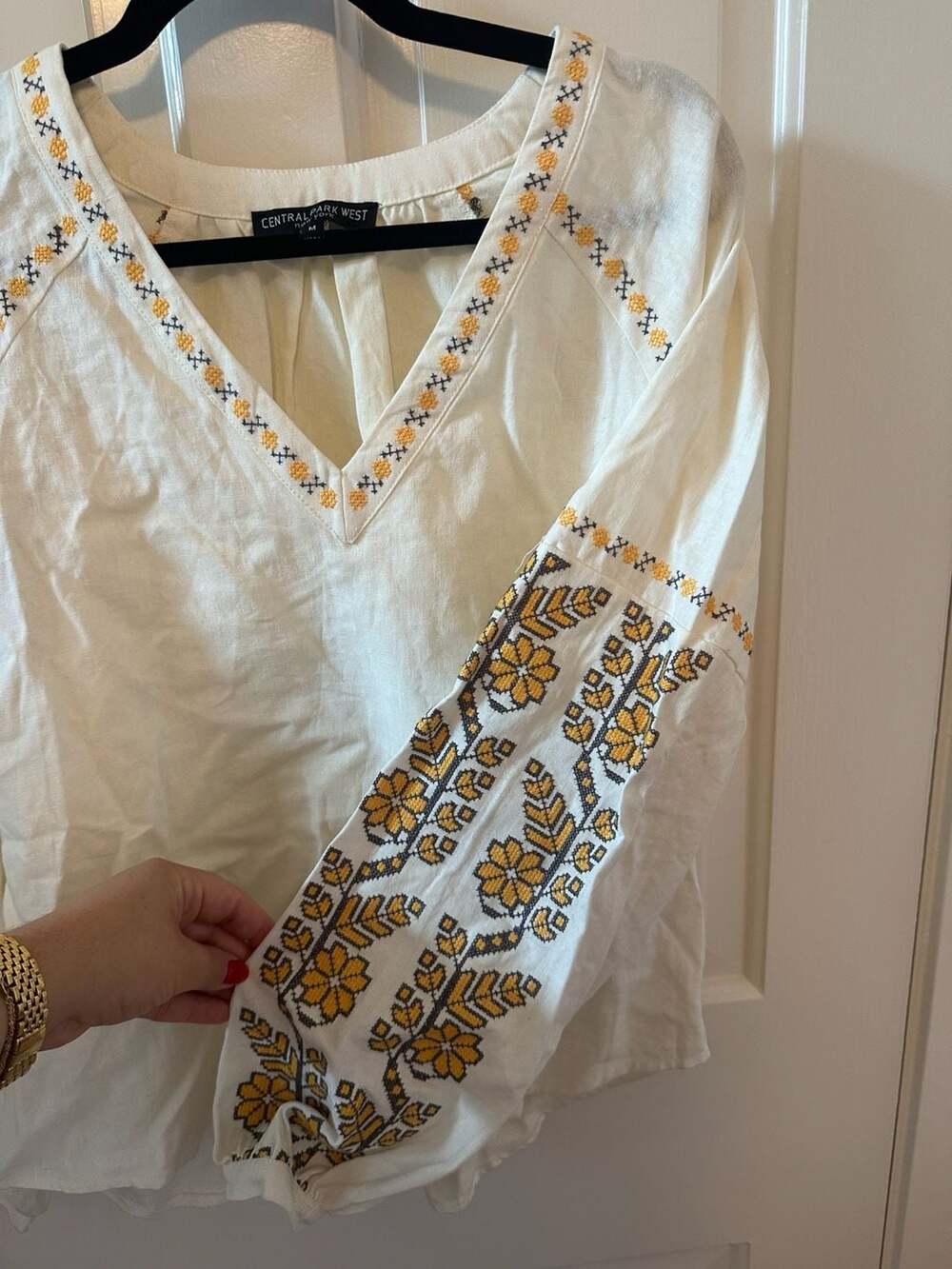Anthropologie Yellow Embroidered Boho Blouse - Picture 4 of 8